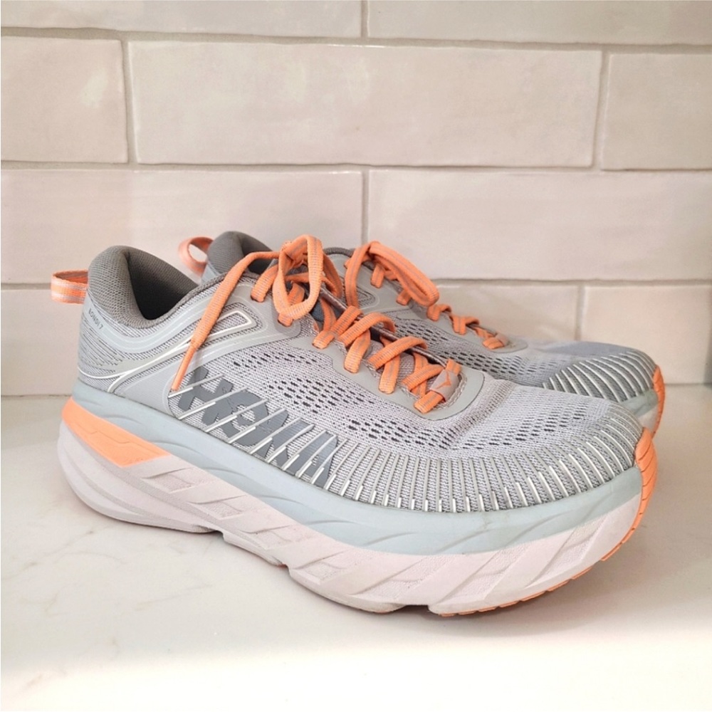 HOKA Bondi 7 Sneakers Harbor Mist Sharkskin Womens Size 8 40
